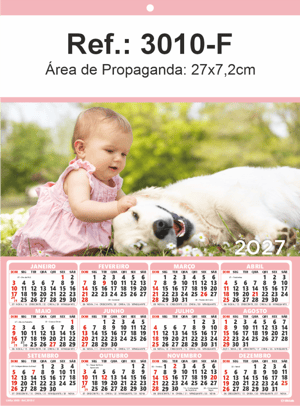 Folhinha de Parede Ref.: 3010-F Base Duplex 250g 27x37 1 Cromo   