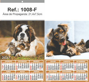 Folhinha de Parede Ref.: 1008-F Base Papel Couchê 115g | Cartela Duplex 250g 21,4x39cm 2 Cromos   
