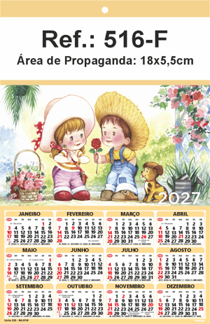 Folhinha de Parede Ref.: 516-F Base Duplex 250g 18x27 1 Cromo   