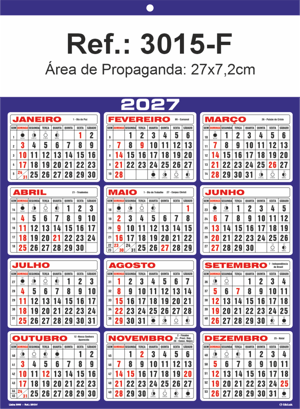 Folhinha de Parede Ref.: 3015-F Base Duplex 250g 27x37 1 Cromo   