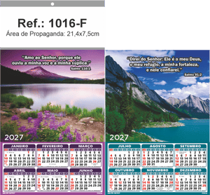 Folhinha de Parede Ref.: 1016-F Base Papel Couchê 115g | Cartela Duplex 250g 21,4x39cm 2 Cromos   