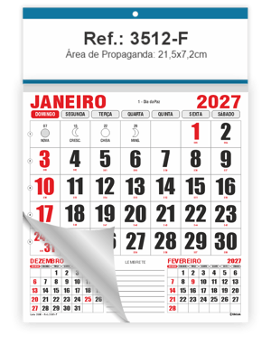 Cabeçalho em papel duplex Ref.: 3512-F Cabeçalho Duplex 250g | Bloco 12 Meses Papel 56g 21,5x32cm (Grampeado) Azul   