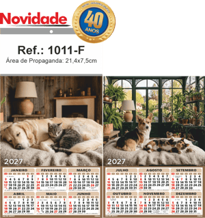 Folhinha de Parede Ref.: 1011-F Base Papel Couchê 115g | Cartela Duplex 250g 21,4x39cm 2 Cromos   