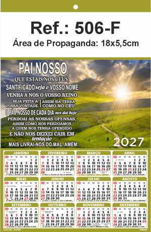 Folhinha de Parede Ref.: 506-F Base Duplex 250g 18x27 1 Cromo   