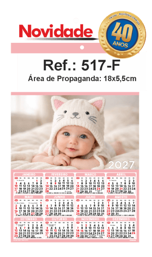 Folhinha de Parede Ref.: 517-F Base Duplex 250g 18x27 1 Cromo   