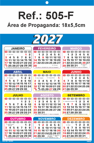 Folhinha de Parede Ref.: 505-F Base Duplex 250g 18x27 1 Cromo   