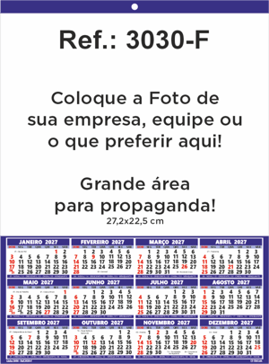 Folhinha de Parede Ref.: 3030-F Base Duplex 250g 27x37 1 Cromo   
