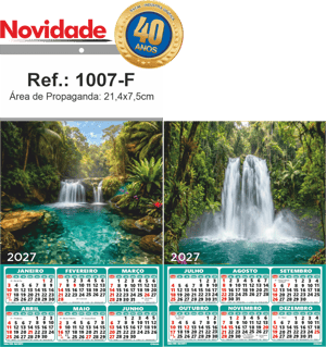 Folhinha de Parede Ref.: 1007-F Base Papel Couchê 115g | Cartela Duplex 250g 21,4x39cm 2 Cromos   