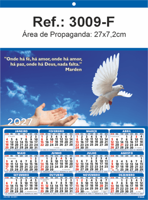 Folhinha de Parede Ref.: 3009-F Base Duplex 250g 27x37 1 Cromo   