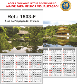Folhinha de Parede Ref.: 1503-F Base Papel Couchê 115g | Cartela Duplex 250g 27x47cm 2 Cromos   