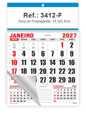 Cabeçalho em papel duplex Ref.: 3412-F Cabeçalho Duplex 250g | Bloco 12 Meses Papel 56g 14,5x22,5cm (Grampeado) Azul   