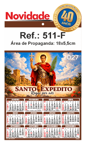 Folhinha de Parede Ref.: 511-F Base Duplex 250g 18x27 1 Cromo   
