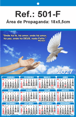 Folhinha de Parede Ref.: 501-F Base Duplex 250g 18x27 1 Cromo   