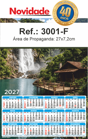 Folhinha de Parede Ref.: 3001-F Base Duplex 250g 27x37 1 Cromo   