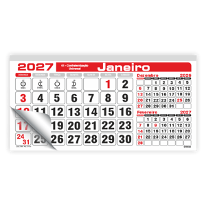 Bloco Comercial 12 meses |18x9,2cm Ref.: 3701-f Papel 56g 18x9,2cm Vermelho e Preto  Colado 