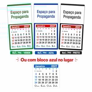 Mini Calendário Imã de Geladeira com Bloco 5x5cm - Refs.: 794-796-799