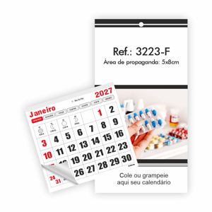 Imã de Geladeira com Bloco 8x7,8cm Ref.: 3223-F Base Papel Alto Alvura 180 g | Bloco Papel 56g 8x15cm Destacado 1 cromo   