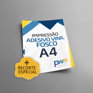 Adesivo Vinil Fosco A4 com Recorte Especial Adesivo Vinil Fosco A4 - 29x21 cm 4x0 ( Colorido Frente só Frente )  Recorte Especial 