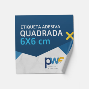 Etiqueta - 6x6 cm - 12 unids por Folha Adesivo Vinil Brilho 6x6 cm 4x0 ( Colorido Frente só Frente )   