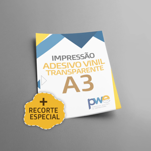 Adesivo Vinil Transparente A3 com Recorte Especial Adesivo Vinil Transparente A3 - 42x29 cm 4x0 ( Colorido Frente só Frente )  Recorte Especial 