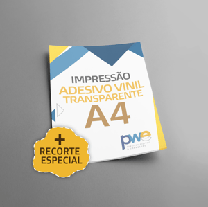 Adesivo Vinil Transparente A4 com Recorte Especial Adesivo Vinil Transparente A4 - 29x21 cm 4x0 ( Colorido Frente só Frente )  Recorte Especial 