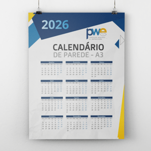 Calendário de Parede A3 Papel Offset 240g A3 - 42x29 cm 4x0 ( Colorido Frente só Frente )  Corte Reto 