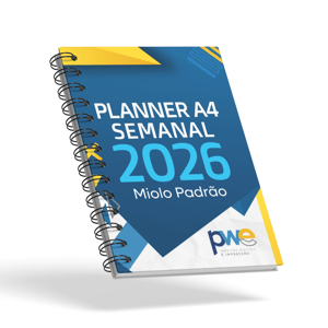 Planner Semanal A4 Capa Dura / Miolo Offset A4 - 29x21 cm 4x4 ( Colorido Frente e Verso )   