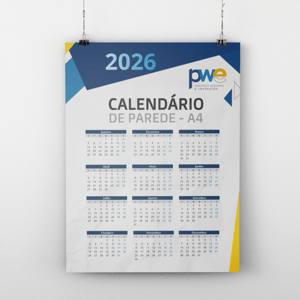 Calendário de Parede A4 Papel Offset 240g A4 - 29x21 cm 4x0 ( Colorido Frente só Frente )  Corte Reto 