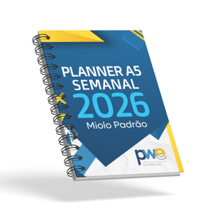 Planner Semanal A5 Capa Dura / Miolo Offset A5 - 21x15 cm 4x4 ( Colorido Frente e Verso )   
