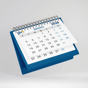 Calendário de Mesa com Bloco dos Meses - Wire-o Papel Offset 240g + Bloco de 12 Meses A6 - 14x10 cm 4x0 ( Colorido Frente só Frente )  Corte Reto 