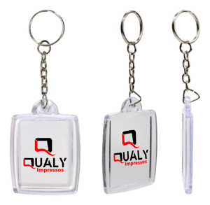 CHAVEIRO RETANGULAR ACRILICO 3X4 CM IMPRESSÃO 4X4  TRANSPARENTE 