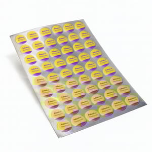 Adesivo Metalizado com Tinta Branca Vinil Adesivo Metalizado Personalizado 5x0 - Colorido Frente com tinta branca  Semi Corte Personalizado Entregue em Cartela 33x48cm