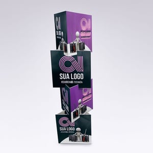 Totem Triedo - POLIONDA 3MM POLIONDA 3MM 40x154cm UV - 4x0 - Colorido Frente  Corte Especial / Personalizado Três faces de exposição