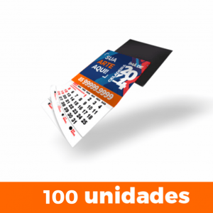Ímã de geladeira com calendário 2026 - 100 unidades Couchê 250g 48x45mm 4x0 ( 1 lado colorido) Sem laminação Corte Reto 
