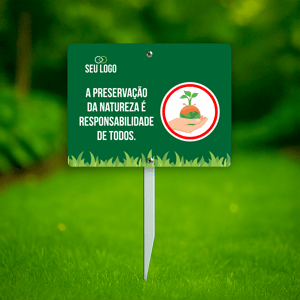 Placas de Jardim PVC 2mm 20X15CM 4x0  Haste 45cm 