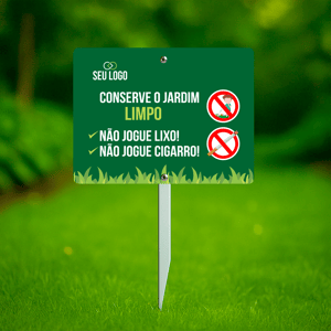 Placas de Jardim PVC 2mm 20X15CM 4x0  Haste 45cm 