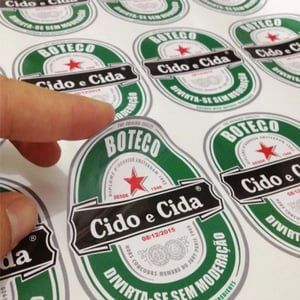 Adesivo Recorte Vinil Branco  4x0 Brilho Sem acabamento 