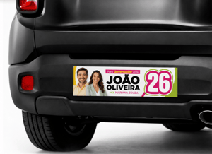 Adesivo de Parachoque - Eleição • Vinil Promocional Monomérico • Personalizado • 4x0 Cores • Sem Revestimento • Sem Acabamento • Liner 120g