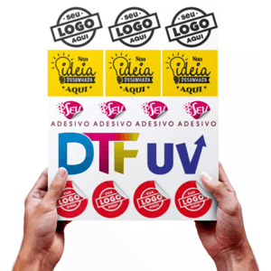 DTF UV Impressão UV   CMYK, BRANCO E VERNIZ SEM ACABAMENTO 