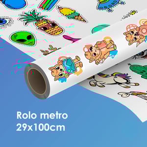 ROLO METRO - DTF UV Material em Vinil ROLO METRO DTF UV - 29 x 100 cm Impressão Colorida Verniz para auto relevo  Personalizado com a sua arte e/ou logotipo