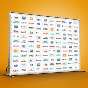 Lonas para Backdrop - Com reforço + ilhós Lona 440g - Fosco Sob medida   Acabamento com ilhós 