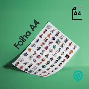 Cartela de Adesivos Branco com Recorte - A4 Adesivo Branco - Cartela de Adesivos - Corte Especial - Impressão Colorida [SOLVENTE]  Corte Especial - Entregue em Folha Brilho ou Fosco