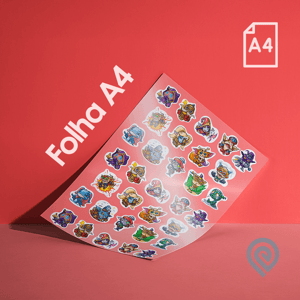 Cartela de Adesivos Transparente com Recorte - A4 Adesivo Transparente - Etiquetas e Rótulos - Corte Especial - Impressão Colorida [SOLVENTE]  Corte Especial - Entregue em Folha Brilho ou Fosco