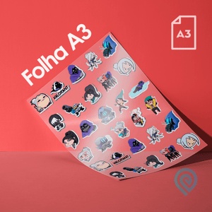 Cartela de Adesivos Transparente com Recorte - A3 Adesivo Transparente - Etiquetas e Rótulos - Corte Especial - Impressão Colorida [SOLVENTE]  Corte Especial - Entregue em Folha Brilho ou Fosco