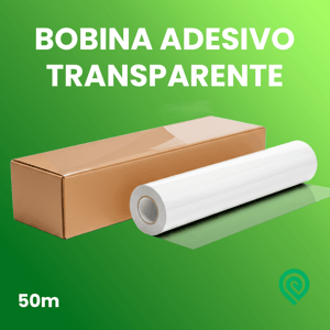 Adesivo Transparente para Impressão - Bobina Fechada Adesivo Vinil Transparente - Bobina Fechada Material para impressão em Solvente, UV e Látex Excelente para Impressão e Laminação Acabamento Brilhante ou Fosco Brilho ou Fosco