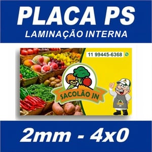 Placa Adesivada 2mm PS 2mm   Adesivo sem refile 