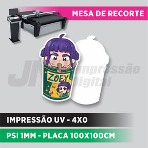 Placa PS 1mm - corte - frente PS 1mm 100x100  Impressão UV recorte mesa 