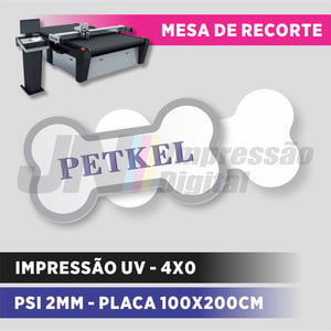 Placa PS 2mm - corte - frente PS 2mm 100x200cm  Impressão UV recorte mesa 