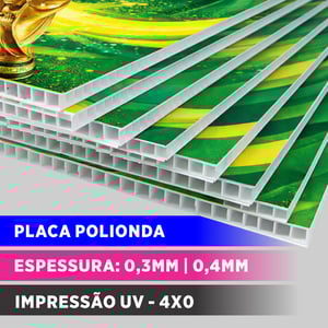 Placa Polionda Polionda   Impressão UV recorte reto 