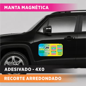 IMÃ PARA CARRO - RECORTE ARREDONDADO / OVAL manta magnética   adesivado  